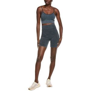 Marion Womens  2Pc Mineral Washed Bralette & Short Set, Black